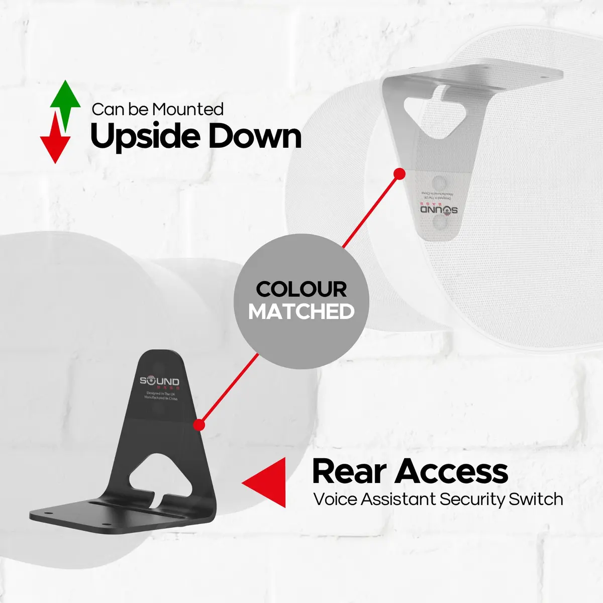 Sound Bass ERA300 Wall Mount Bracket Twin Pack (2pcs) | Low Profile Black Mounts for Sonos Era 300 Speakers - view 7