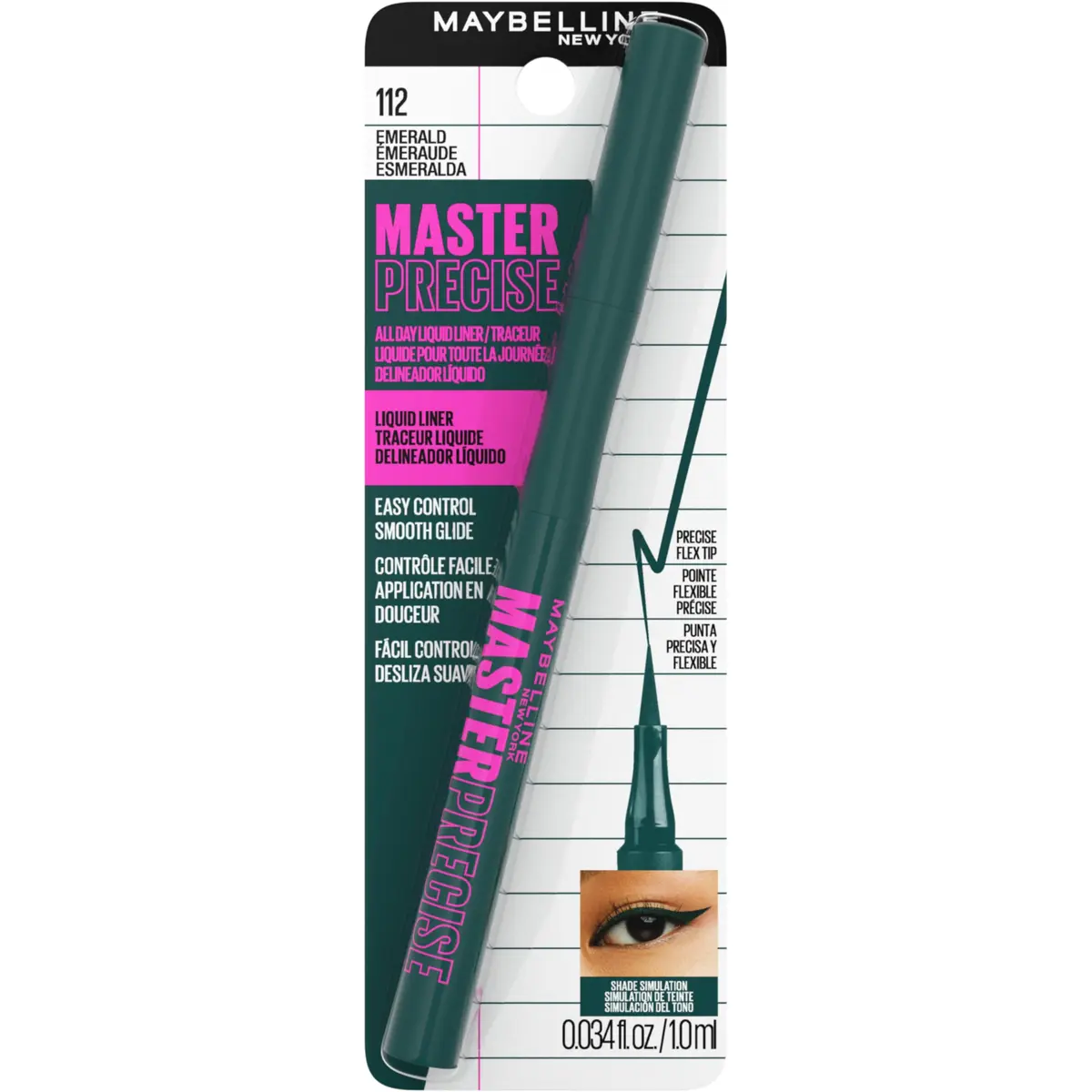 MAYBELLINE Master Precise All Day Liquid Eyeliner Emerald Green 0.342 fl oz (10.1 ml) | Waterproof Up to 30HR Wear - view 9