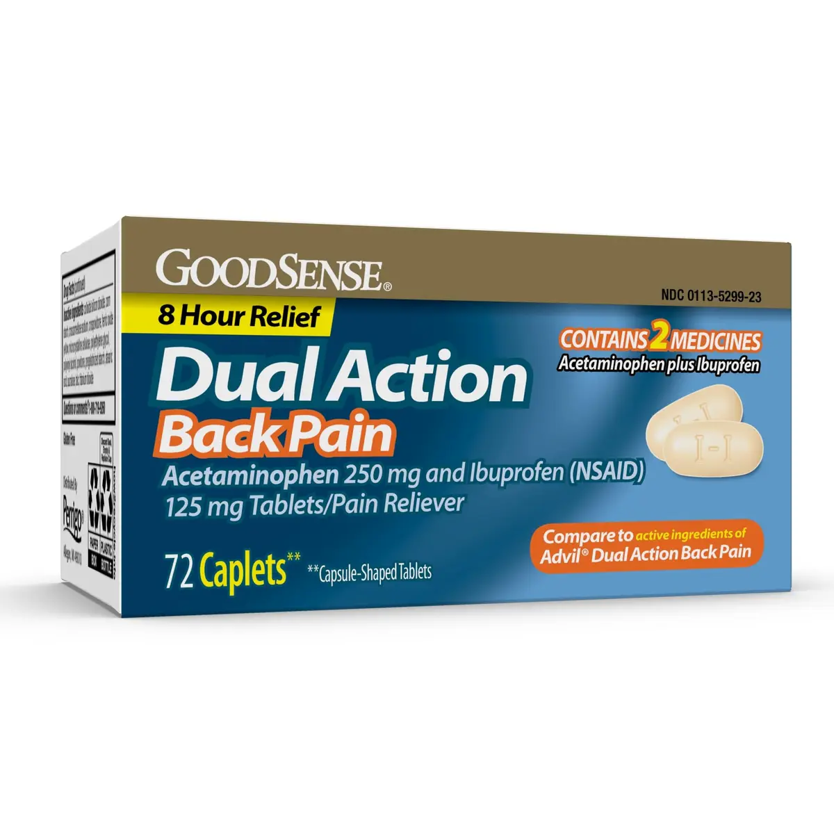 GoodSense Dual Action Back Pain, Ibuprofen 125 mg | 8-Hour Relief for Adults & Children 12+ Gluten Free - main product image
