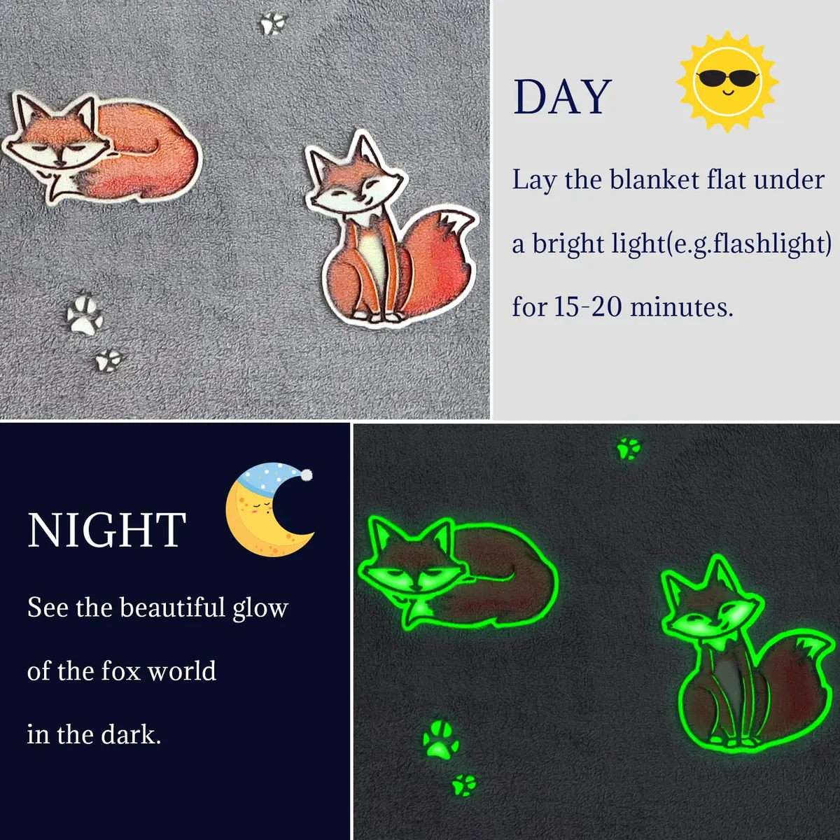 UOFON Glow Fox Blanket 127x152 cm (50 x 60 inches) | Soft Plush Fleece Throw for Kids and Adults - view 7