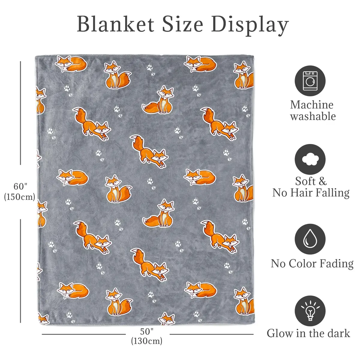 UOFON Glow Fox Blanket 127x152 cm (50 x 60 inches) | Soft Plush Fleece Throw for Kids and Adults - view 8