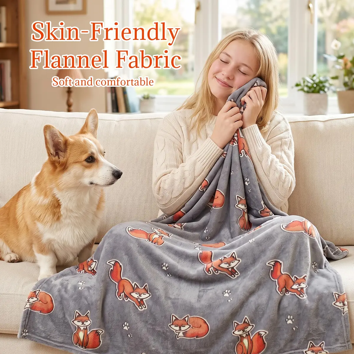 UOFON Glow Fox Blanket 127x152 cm (50 x 60 inches) | Soft Plush Fleece Throw for Kids and Adults - view 2