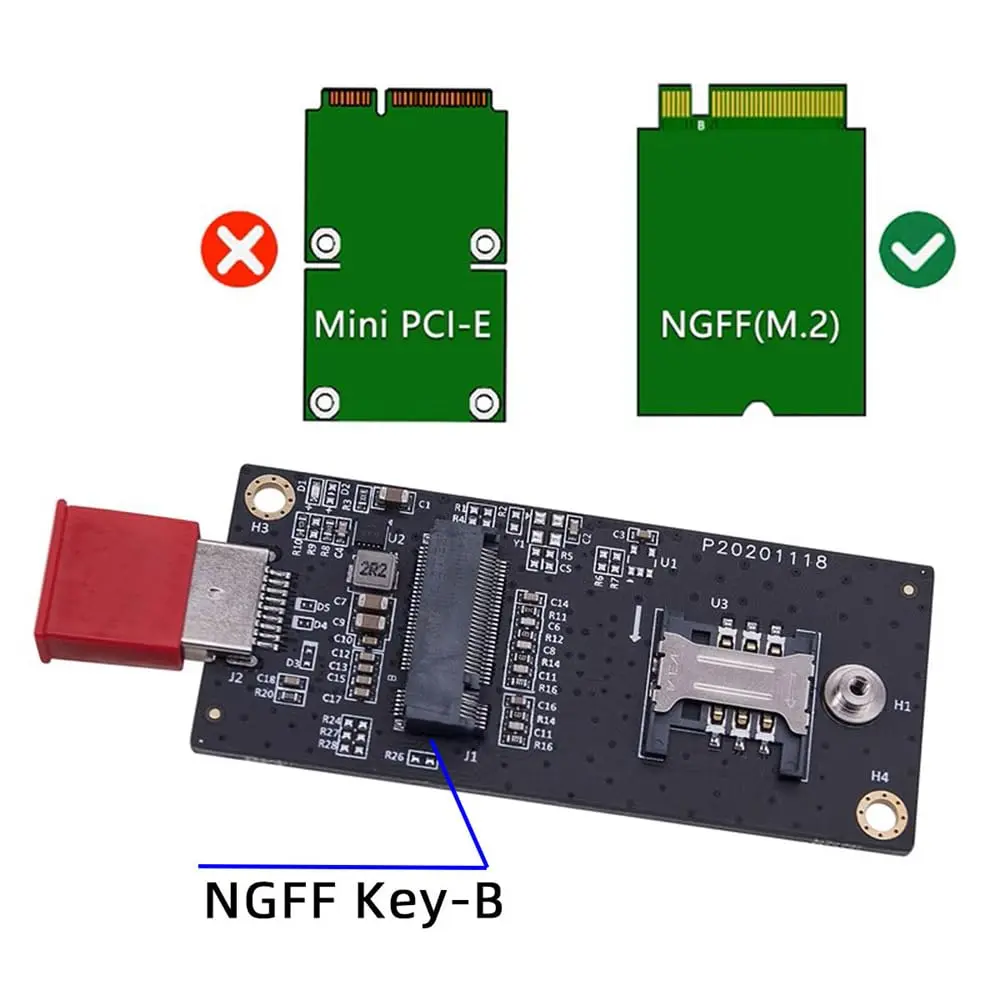 Xiwai M.2 Key-B NGFF WWAN to USB 3.0 Riser Card Adapter with SIM Slot for 3G/4G/5G LTE Wireless Modules (10cm x 10cm x 1cm) - view 6