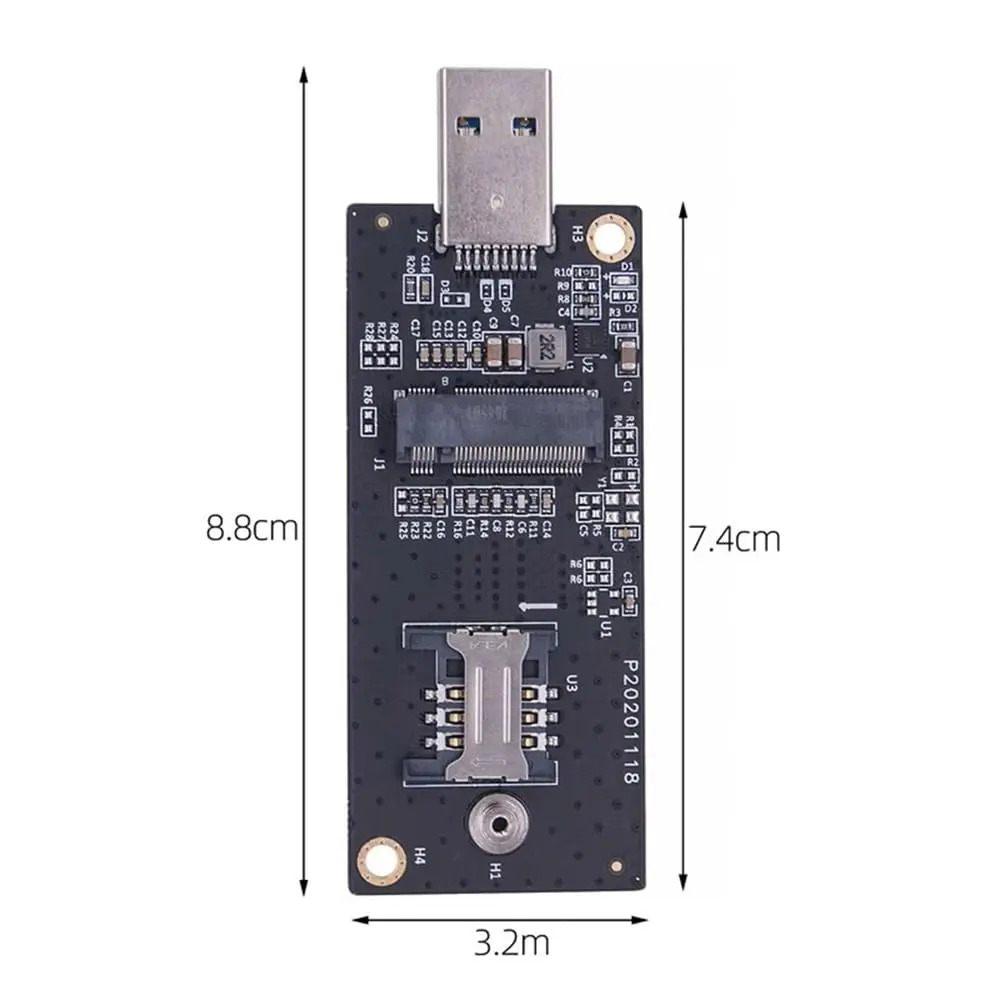 Xiwai M.2 Key-B NGFF WWAN to USB 3.0 Riser Card Adapter with SIM Slot for 3G/4G/5G LTE Wireless Modules (10cm x 10cm x 1cm) - view 8