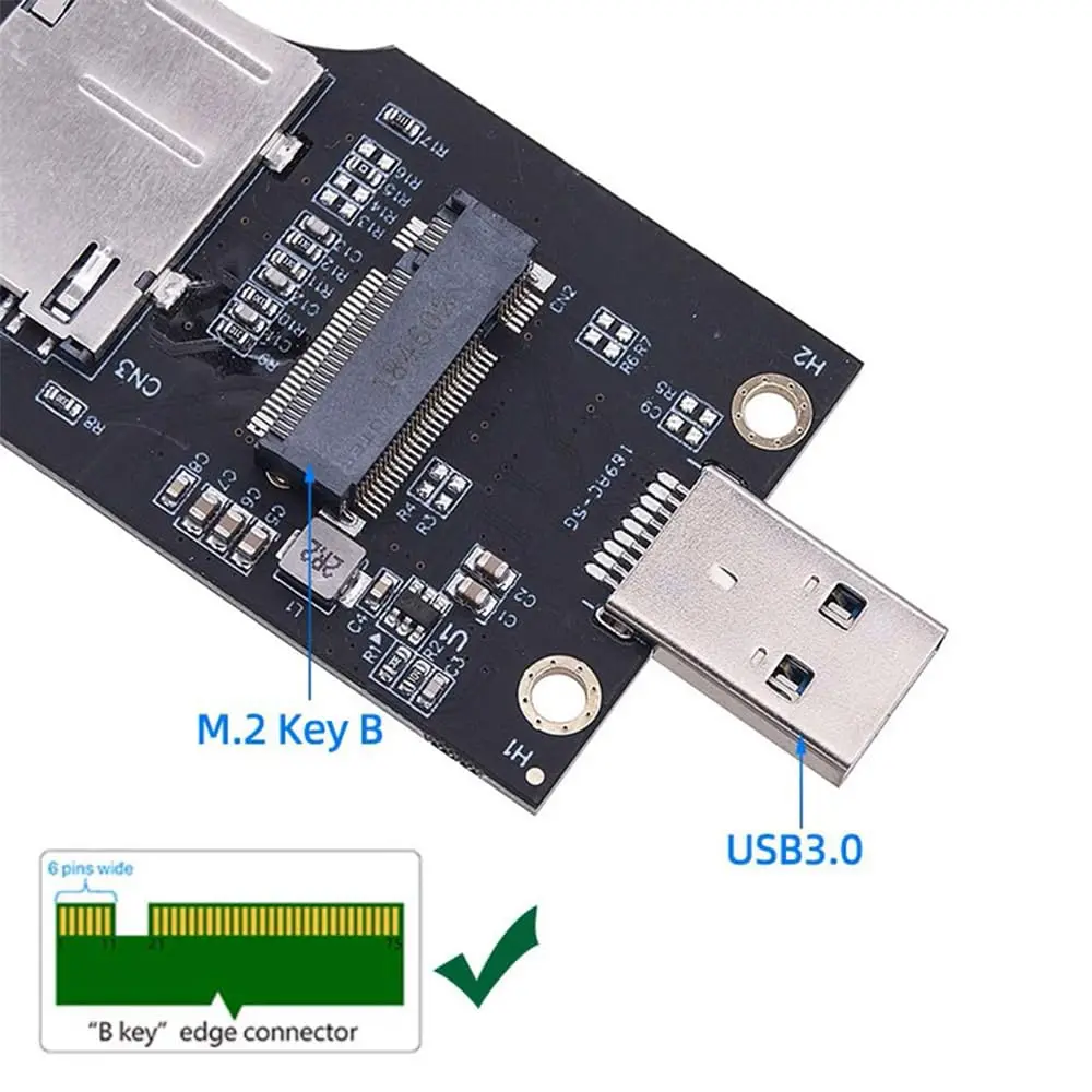 Xiwai M.2 Key-B NGFF WWAN to USB 3.0 Riser Card Adapter with SIM Slot for 3G/4G/5G LTE Wireless Modules (10cm x 10cm x 1cm) - view 3