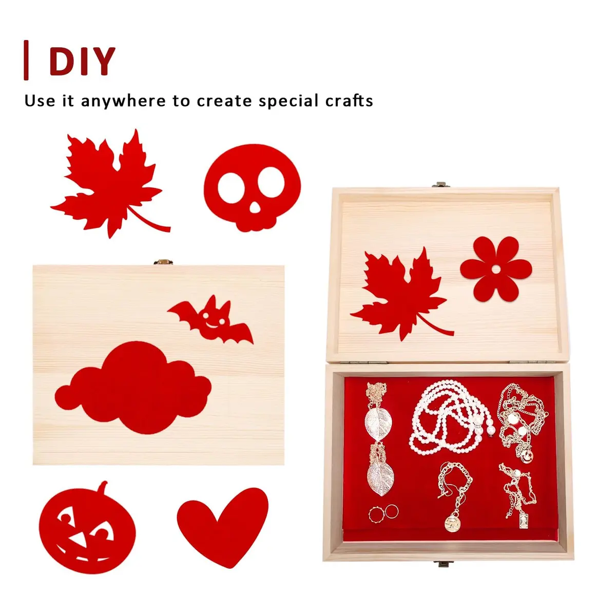 Caydo Red Self Adhesive Felt Sheets | DIY Craft Velvet Sheets, 21cm x 30cm - view 5