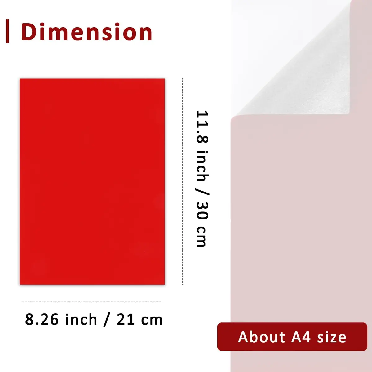 Caydo Red Self Adhesive Felt Sheets | DIY Craft Velvet Sheets, 21cm x 30cm - view 2