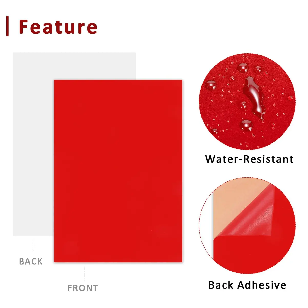 Caydo Red Self Adhesive Felt Sheets | DIY Craft Velvet Sheets, 21cm x 30cm - view 3