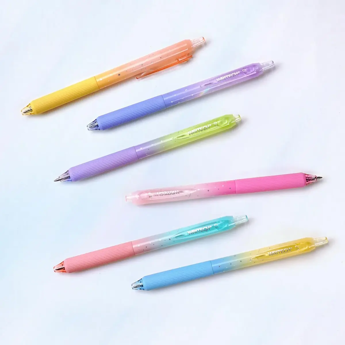 WRITECH Nebula Gel Pens 0.7mm Black Ink, 6 Count | Smooth Writing, Silent Click, Aesthetic Gradient Barrels - view 8