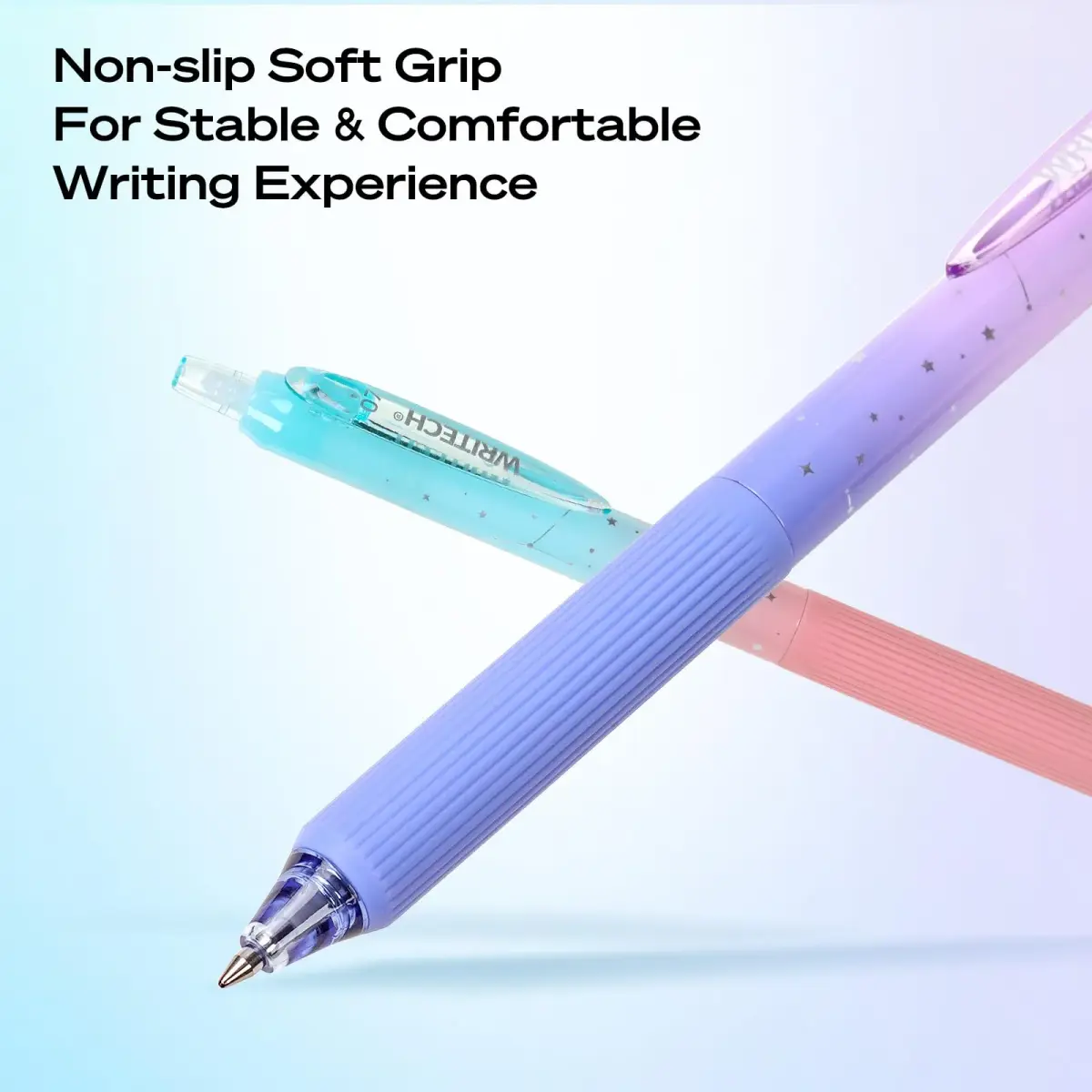 WRITECH Nebula Gel Pens 0.7mm Black Ink, 6 Count | Smooth Writing, Silent Click, Aesthetic Gradient Barrels - view 2