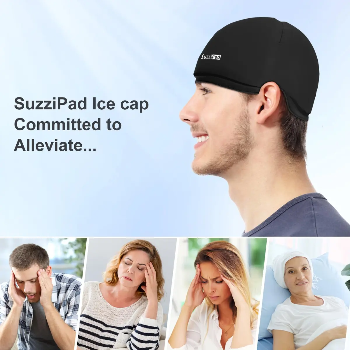 SUZZIPAD Chemo Cooling Cap for Chemotherapy Care, Black, 1 Unit - view 3