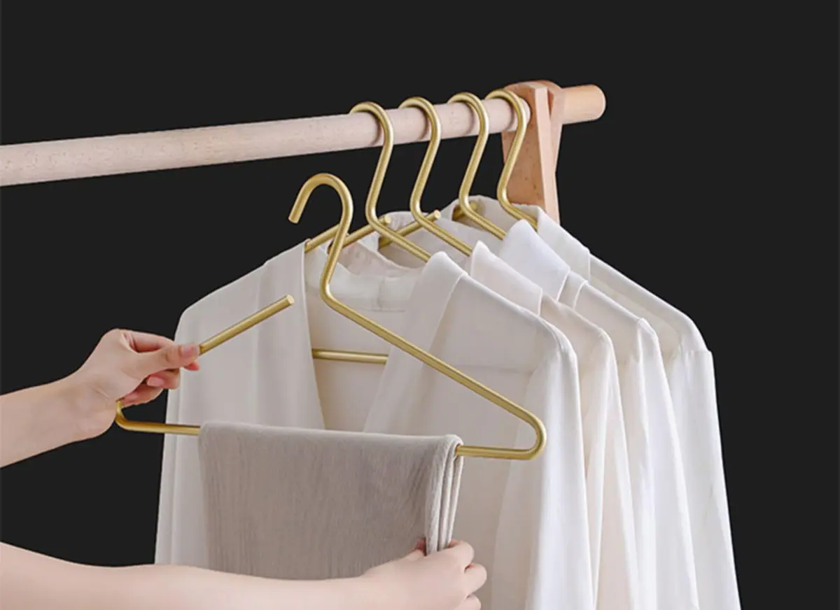WONQEXZ Premium Matte Gold Aluminum Coat Hangers 16.5” | Elegant & Space Saving (70-120 chars) - view 6