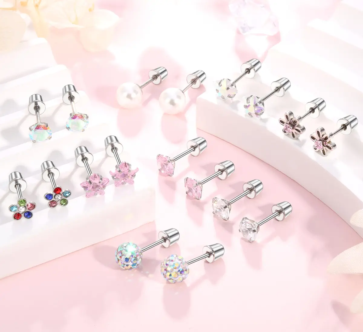 Leocuci Hypoallergenic Earring | Stainless Steel Flat Back Stud with Screw Back (0.81 oz/24 pcs) - view 5