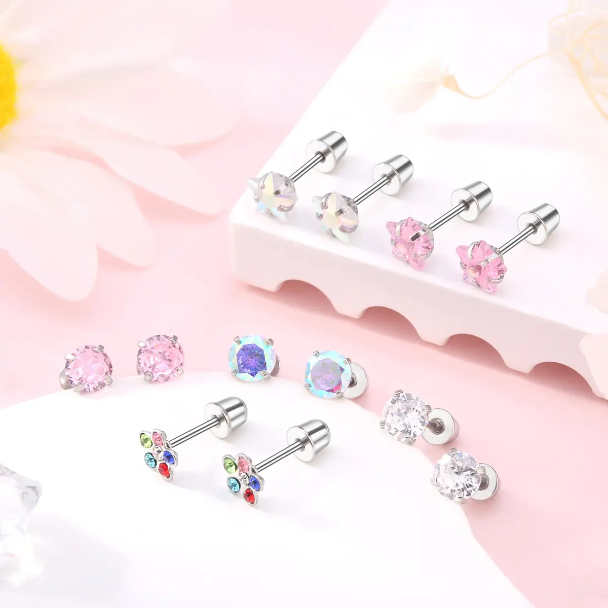 Leocuci Hypoallergenic Earring | Stainless Steel Flat Back Stud with Screw Back (0.81 oz/24 pcs) - view 6