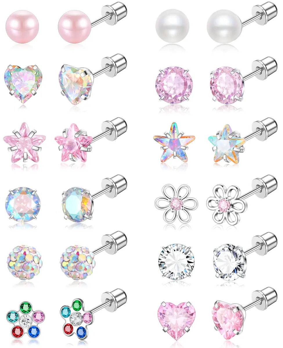 Leocuci Hypoallergenic Earring | Stainless Steel Flat Back Stud with Screw Back (0.81 oz/24 pcs) - main product image