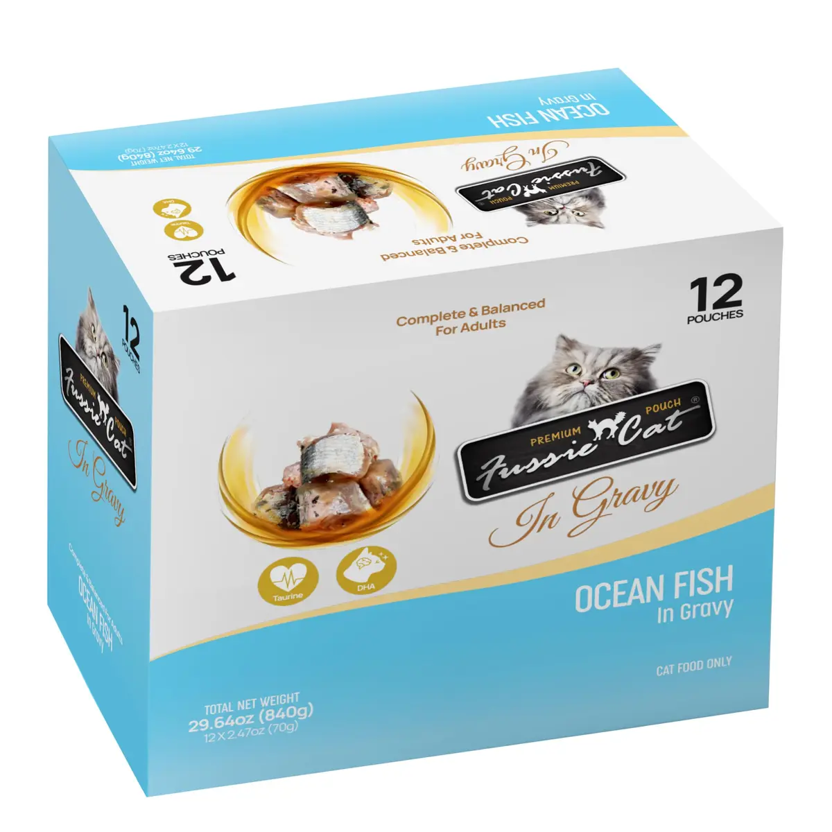 Fussie Cat Premium Ocean Fish in Gravy, 2.4 Oz (Pack of 12) | Complete & Balanced Cat Food with Omega-3 - main product image