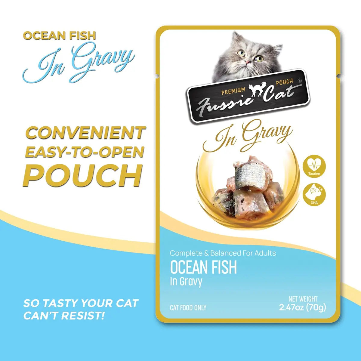 Fussie Cat Premium Ocean Fish in Gravy, 2.4 Oz (Pack of 12) | Complete & Balanced Cat Food with Omega-3 - view 2