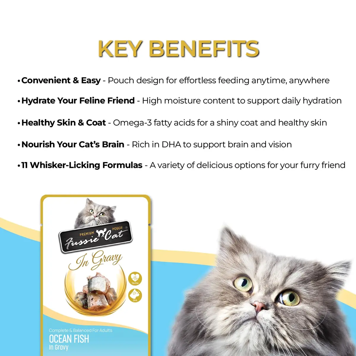 Fussie Cat Premium Ocean Fish in Gravy, 2.4 Oz (Pack of 12) | Complete & Balanced Cat Food with Omega-3 - view 3