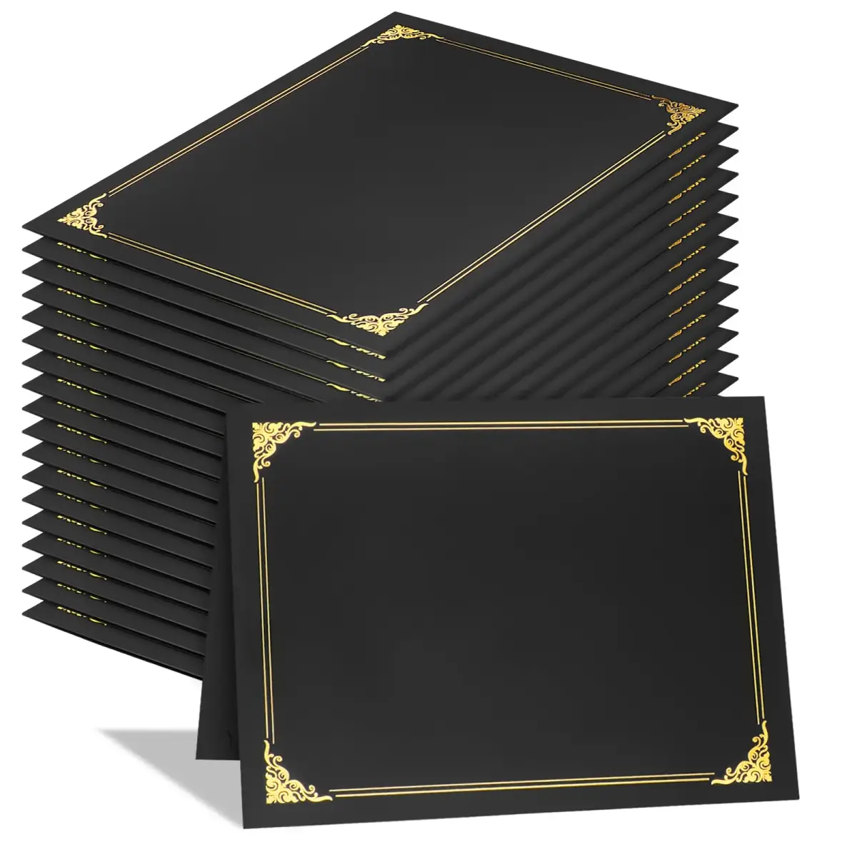 COIDEA Black Certificate Holders with Gold Foil Border, 25-Pack, Letter Size 8.5" x 11" - main product image