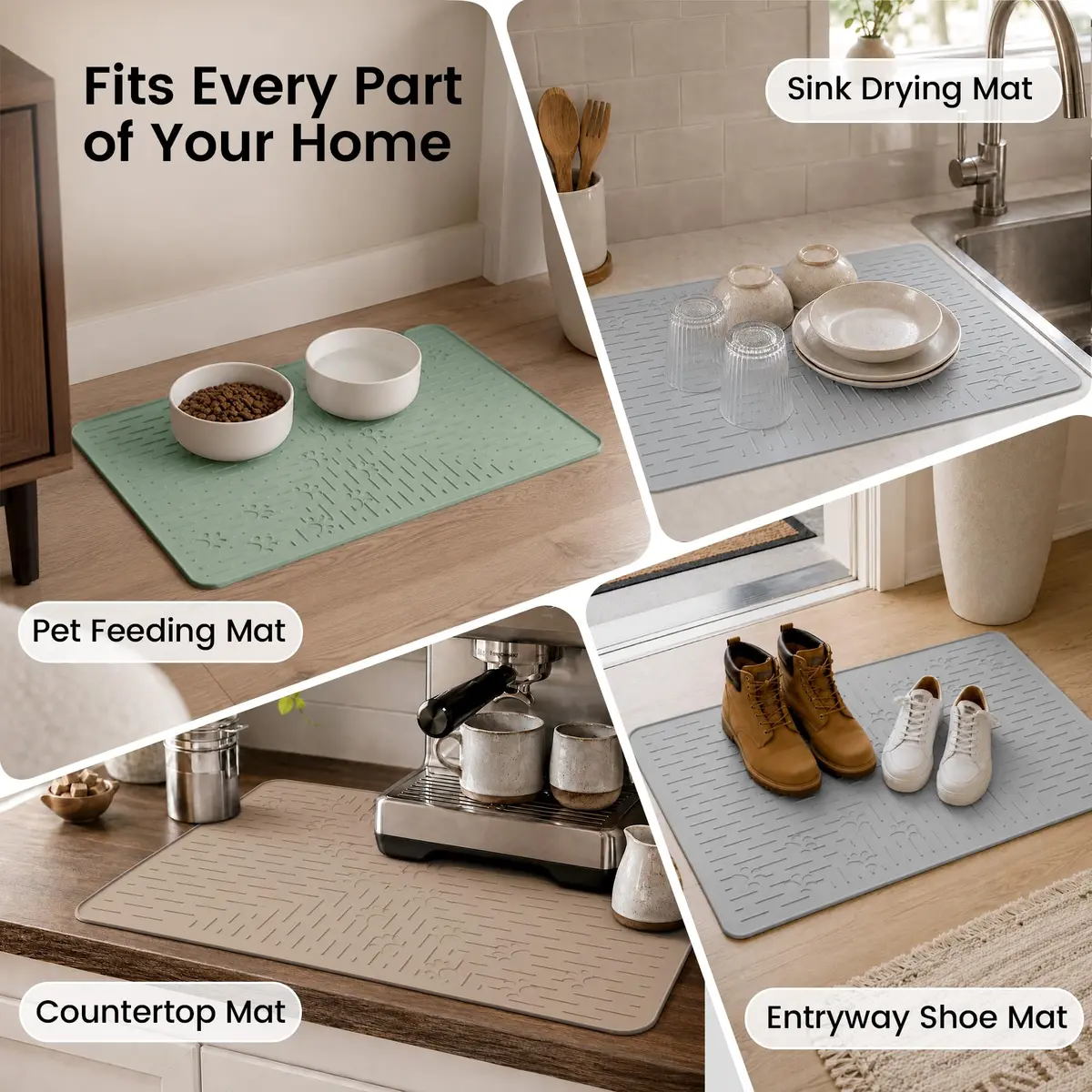 OHMO Cat Litter Mat, 23.5x16 Silicone Trapping Mat Ash Grey | Waterproof & Easy Clean - view 9