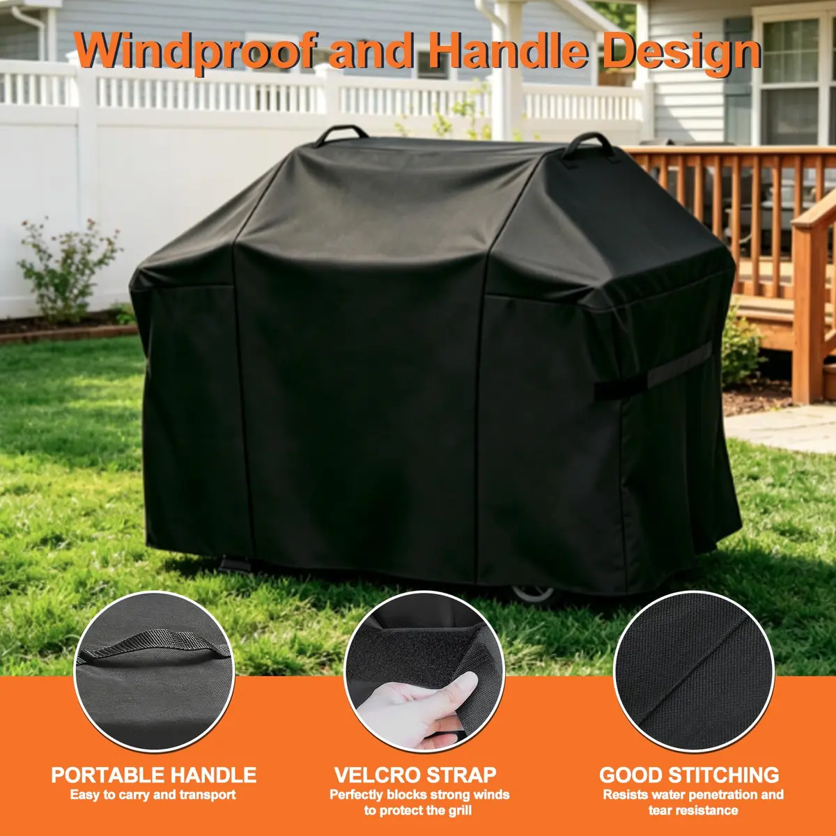 Blackhoso 65" Grill Cover for Weber Genesis II 4 Burner | Heavy Duty 600D Oxford Fabric - view 3
