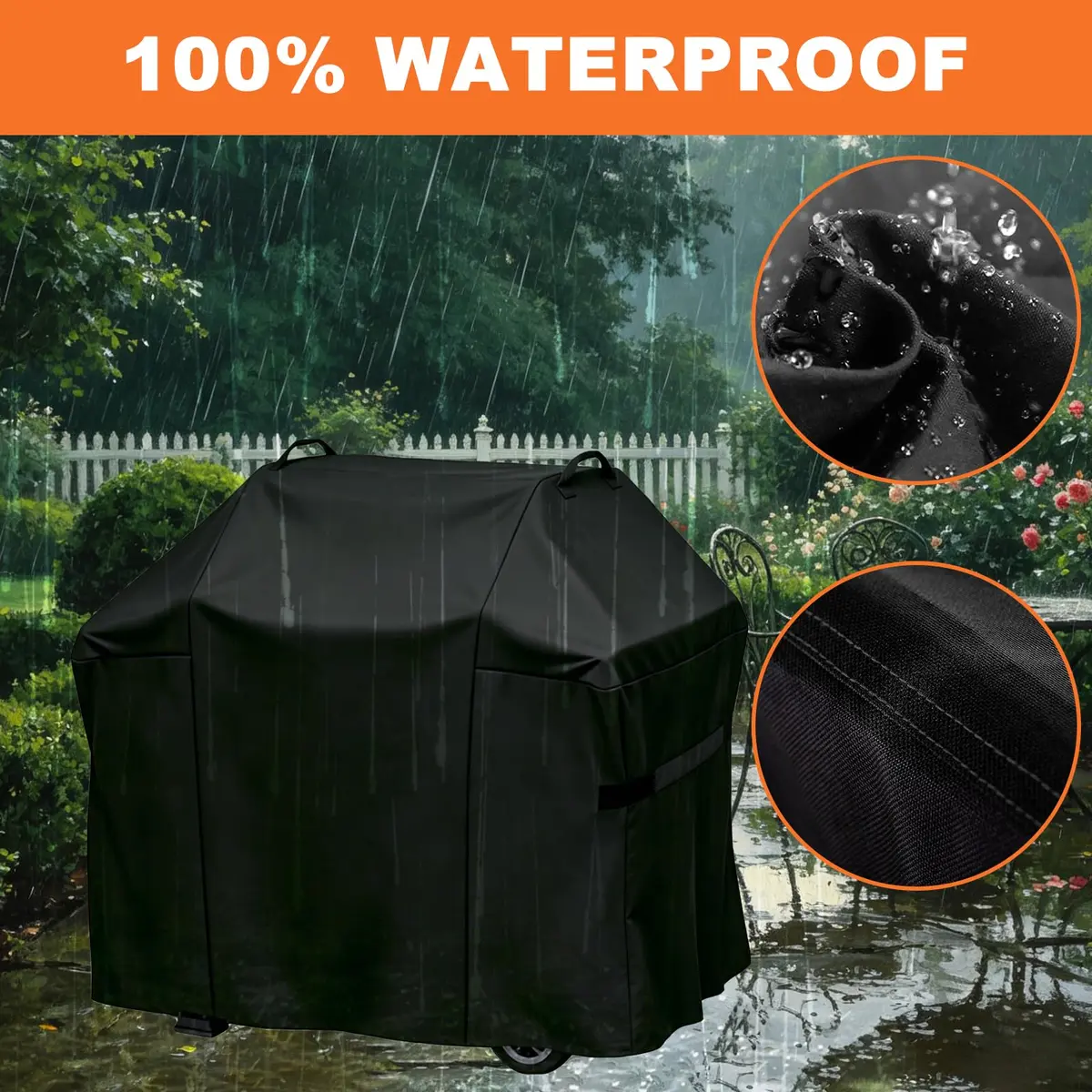 Blackhoso 48" Grill Cover for Weber Spirit II 200/210 Series, 122cm x 69cm x 107cm | Heavy Duty 600D Oxford Waterproof Grill Protection - view 4