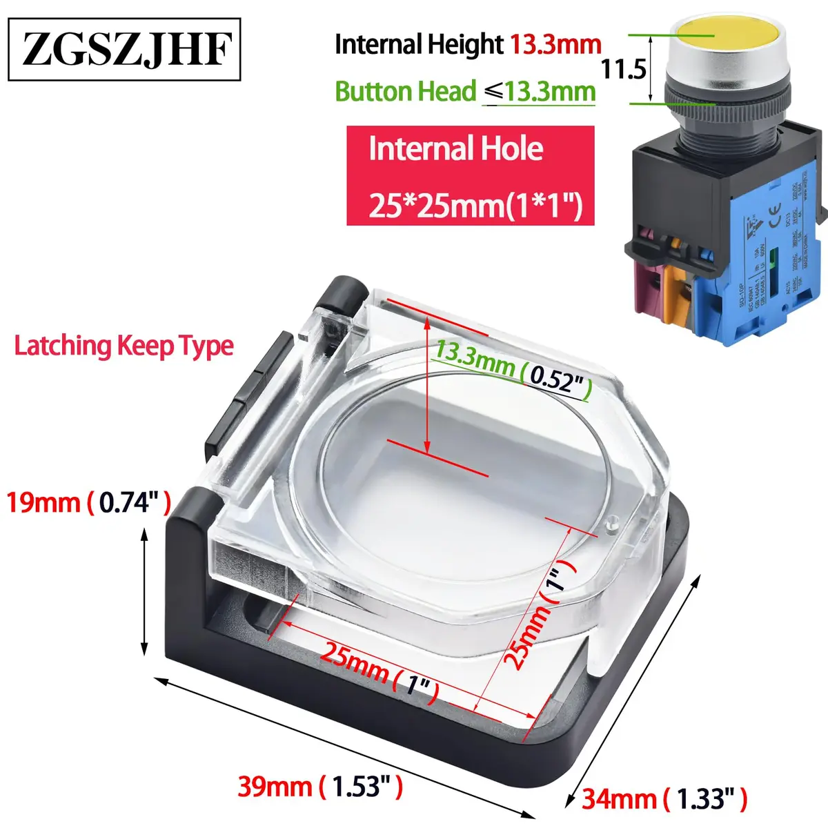 ZGSZJHF Latching Push Button Switch Cover Protector for 22mm Hole, 2-Pack | Childproof & Waterproof Safety Cover - view 2