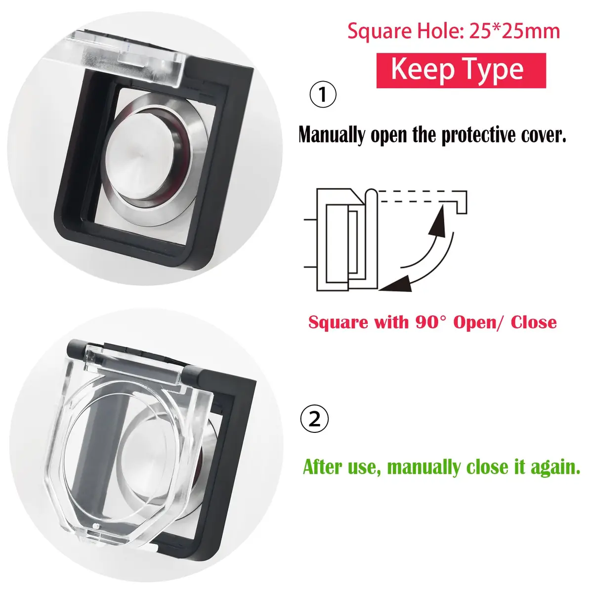 ZGSZJHF Latching Push Button Switch Cover Protector for 22mm Hole, 2-Pack | Childproof & Waterproof Safety Cover - view 3