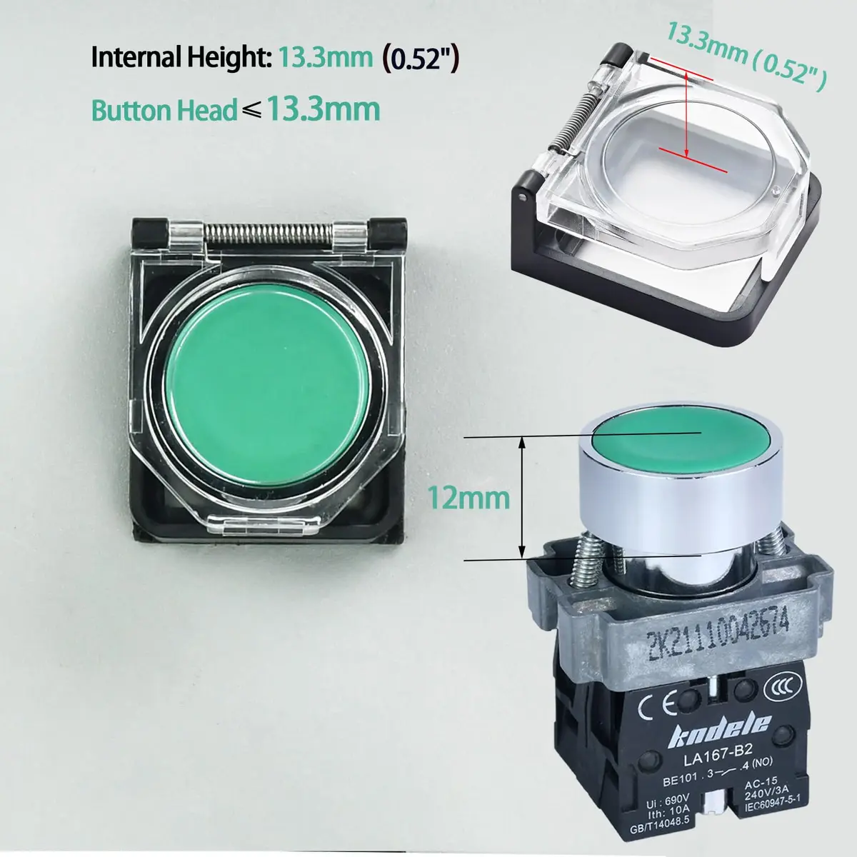 ZGSZJHF Push Button Switch Protector Cover for 39x34mm Square Hole, 2-Pack | Dustproof & Collision Resistant - view 3