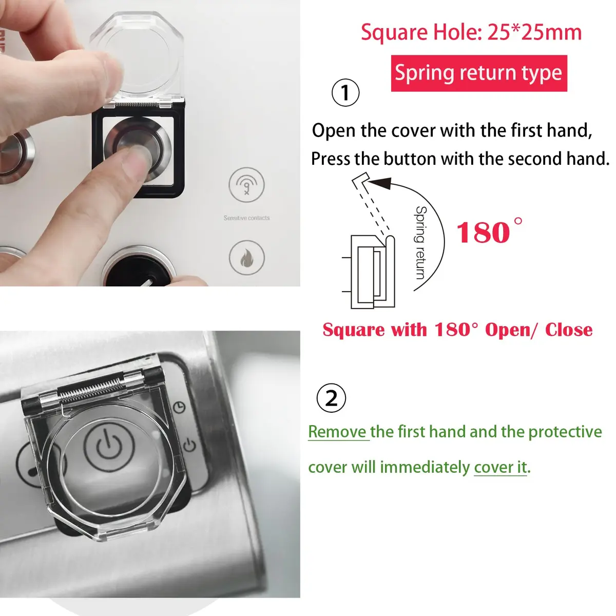 ZGSZJHF Push Button Switch Protector Cover for 39x34mm Square Hole, 2-Pack | Dustproof & Collision Resistant - view 4