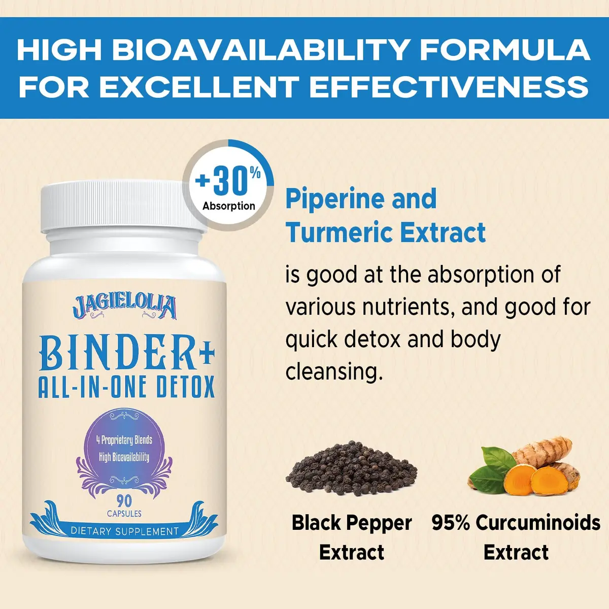 Jagielolia All-In-One Detox Binder Supplement 1500 MG | Liver & Gut Cleanse with Activated Charcoal & Zeolite - view 4