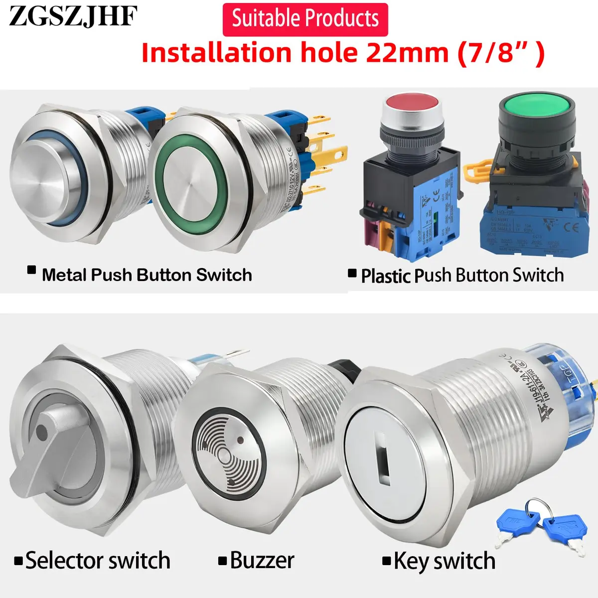 ZGSZJHF Momentary Push Button Switch Cover Protector with Spring, 22mm Round, White | Childproof Safety Guard for PC Power Button - view 7