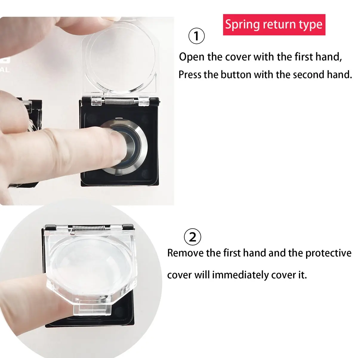 ZGSZJHF Momentary Push Button Switch Cover Protector with Spring, 22mm Round, White | Childproof Safety Guard for PC Power Button - view 3