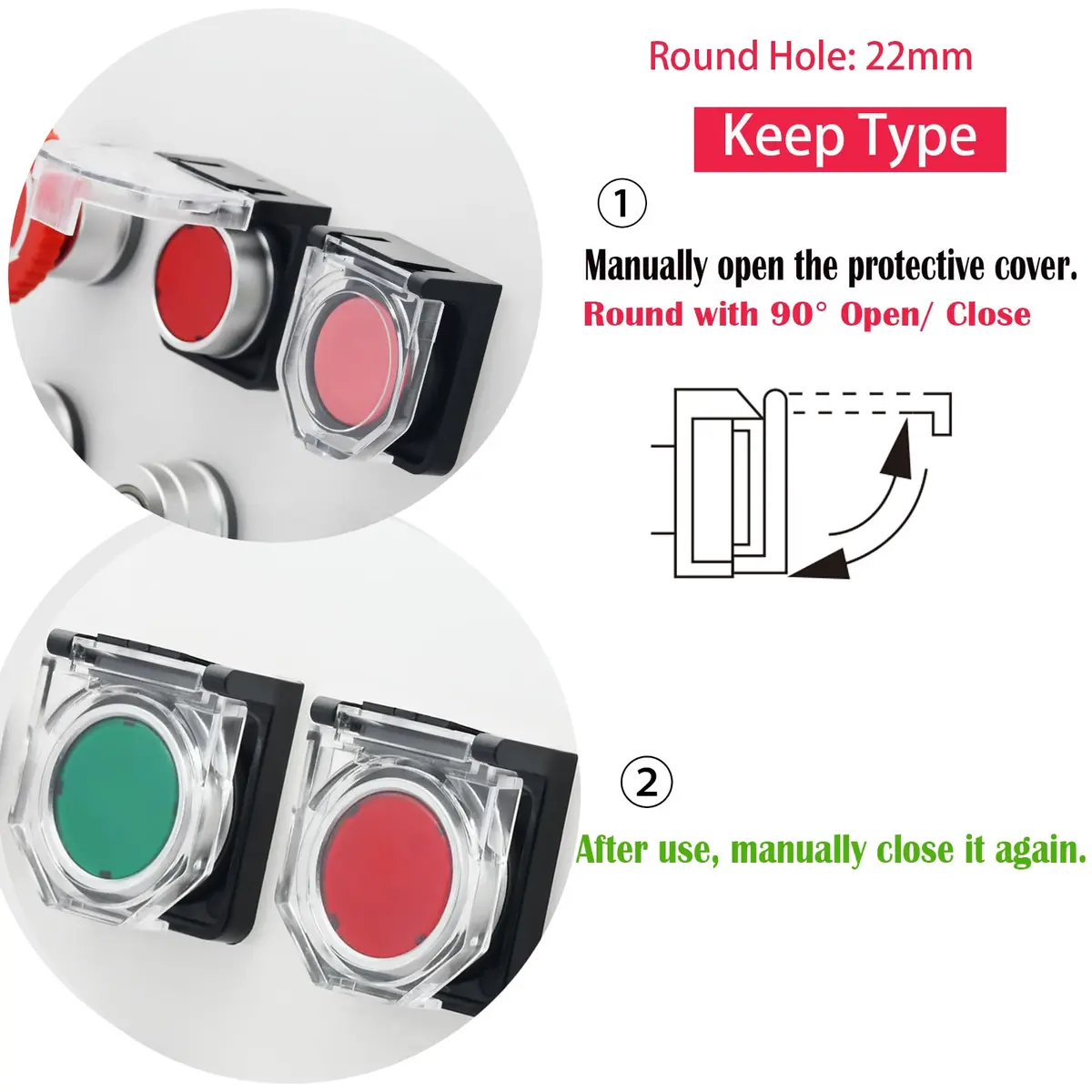 ZGSZJHF Latching Push Button Switch Cover for 22mm Hole | Child Proof Safety Protector (2-Pack, White) - view 3