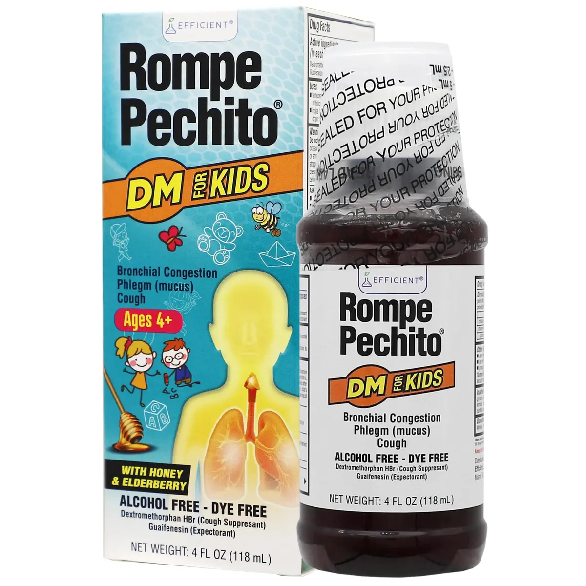 ROMPE PECHO Medicated Cough Syrup for Kids 4oz | Honey & Elderberry Expectoration Relief (70-120 chars) - main product image