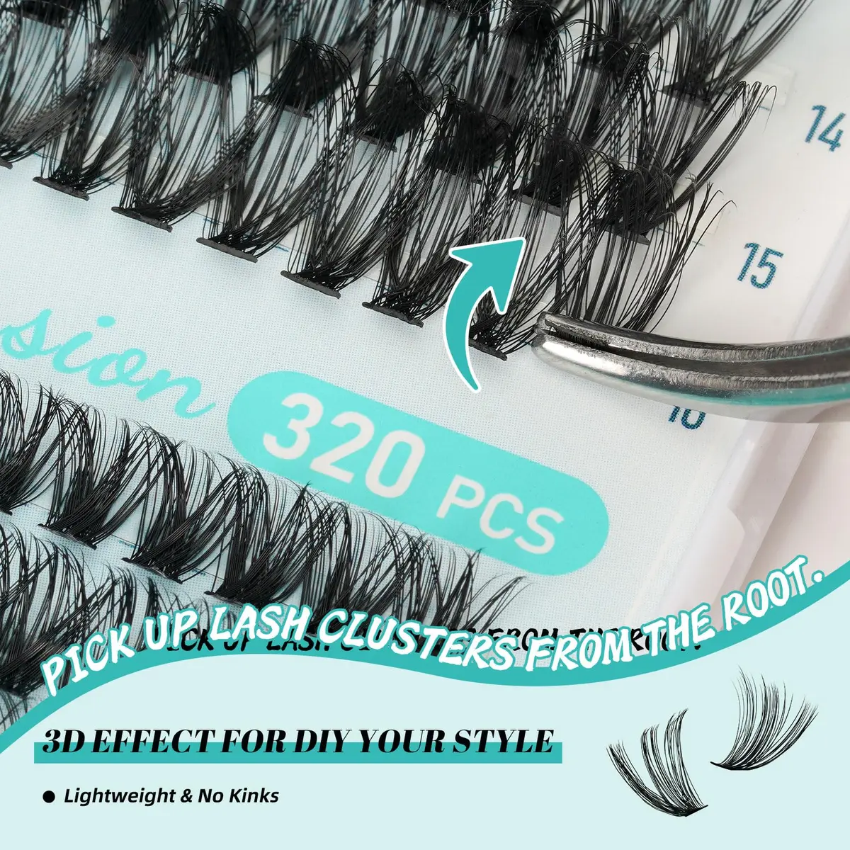 AMZGIRL Lash Clusters Kit 320Pcs, 40D+50D D Curl Wispy Eyelash Extensions | DIY False Lashes for Natural & Dramatic Looks - view 5