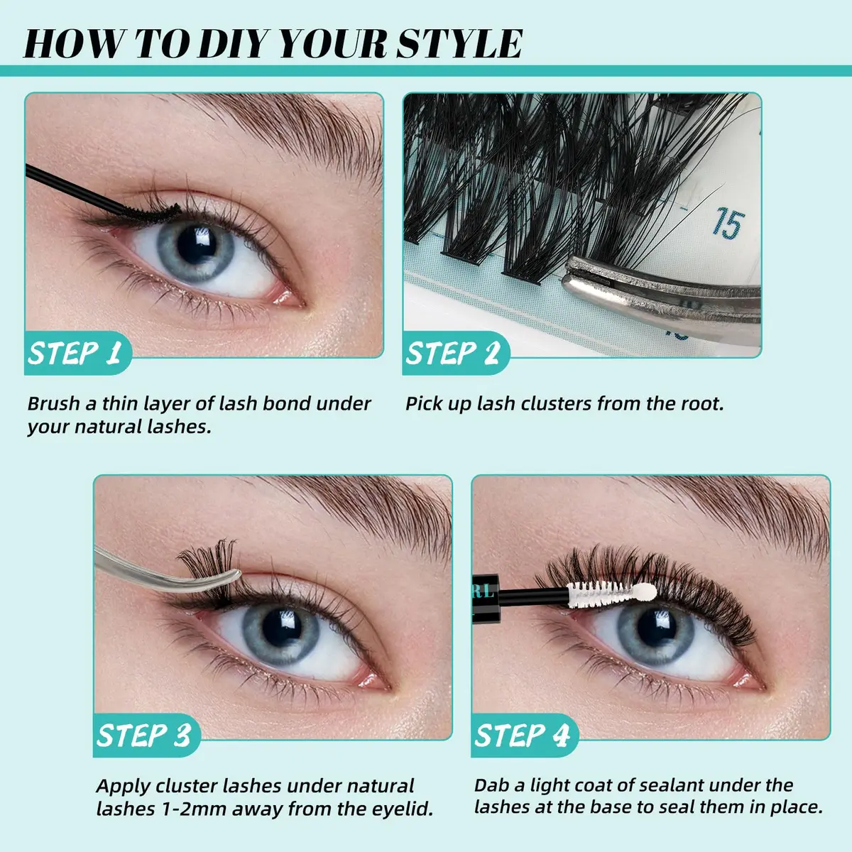 AMZGIRL Lash Clusters Kit 320Pcs, 40D+50D D Curl Wispy Eyelash Extensions | DIY False Lashes for Natural & Dramatic Looks - view 6