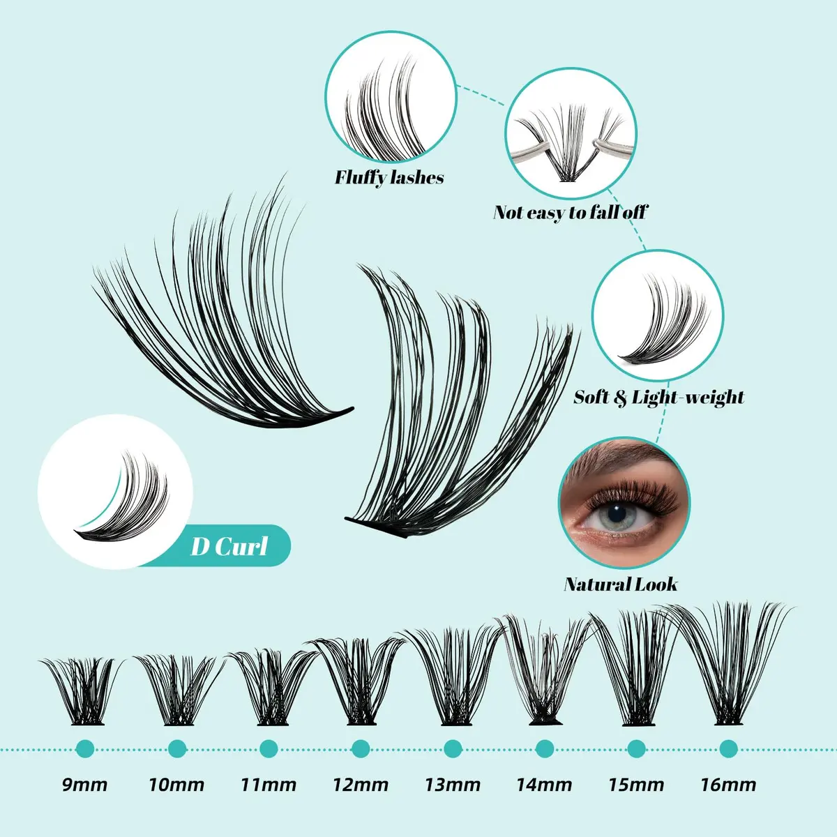AMZGIRL Lash Clusters Kit 320Pcs, 40D+50D D Curl Wispy Eyelash Extensions | DIY False Lashes for Natural & Dramatic Looks - view 3