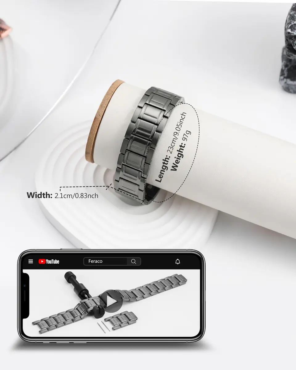Feraco Magnetic Bracelet for Men Stainless Steel | 3500 Gauss, Adjustable, Hypoallergenic (70-120 chars) - view 6