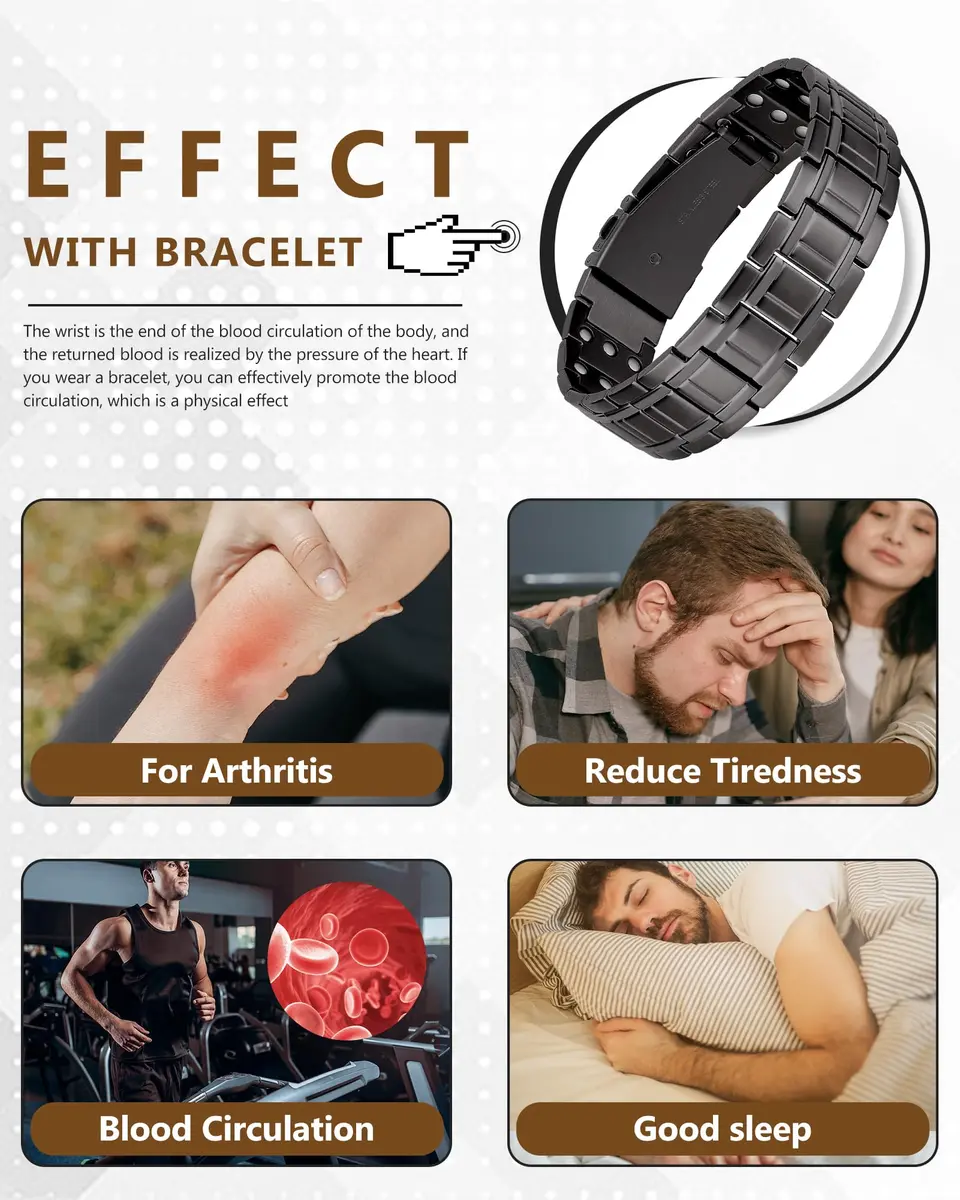 Feraco Magnetic Bracelet for Men Stainless Steel | 3500 Gauss, Adjustable, Hypoallergenic (70-120 chars) - view 8