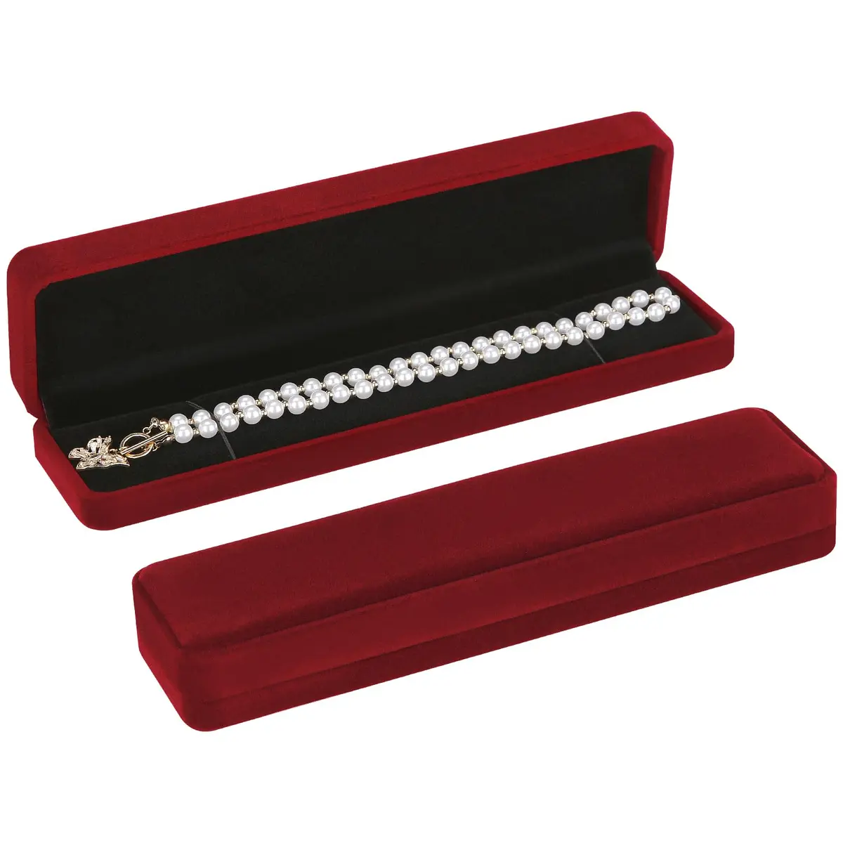 LETURE Red Velvet Bracelet Necklace Pendant Jewelry Box, 22cm (8.6in) Gift Box for Proposal, Wedding, Engagement, Christmas (4-Pack) - view 2