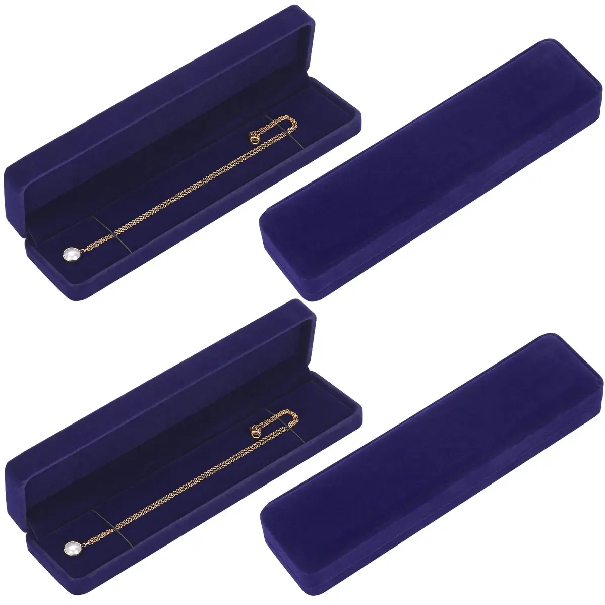 LETURE Velvet Jewelry Box 4 Pack | Classic Design for Bracelets, Necklaces & Watches (22x5.5x3cm) - main product image
