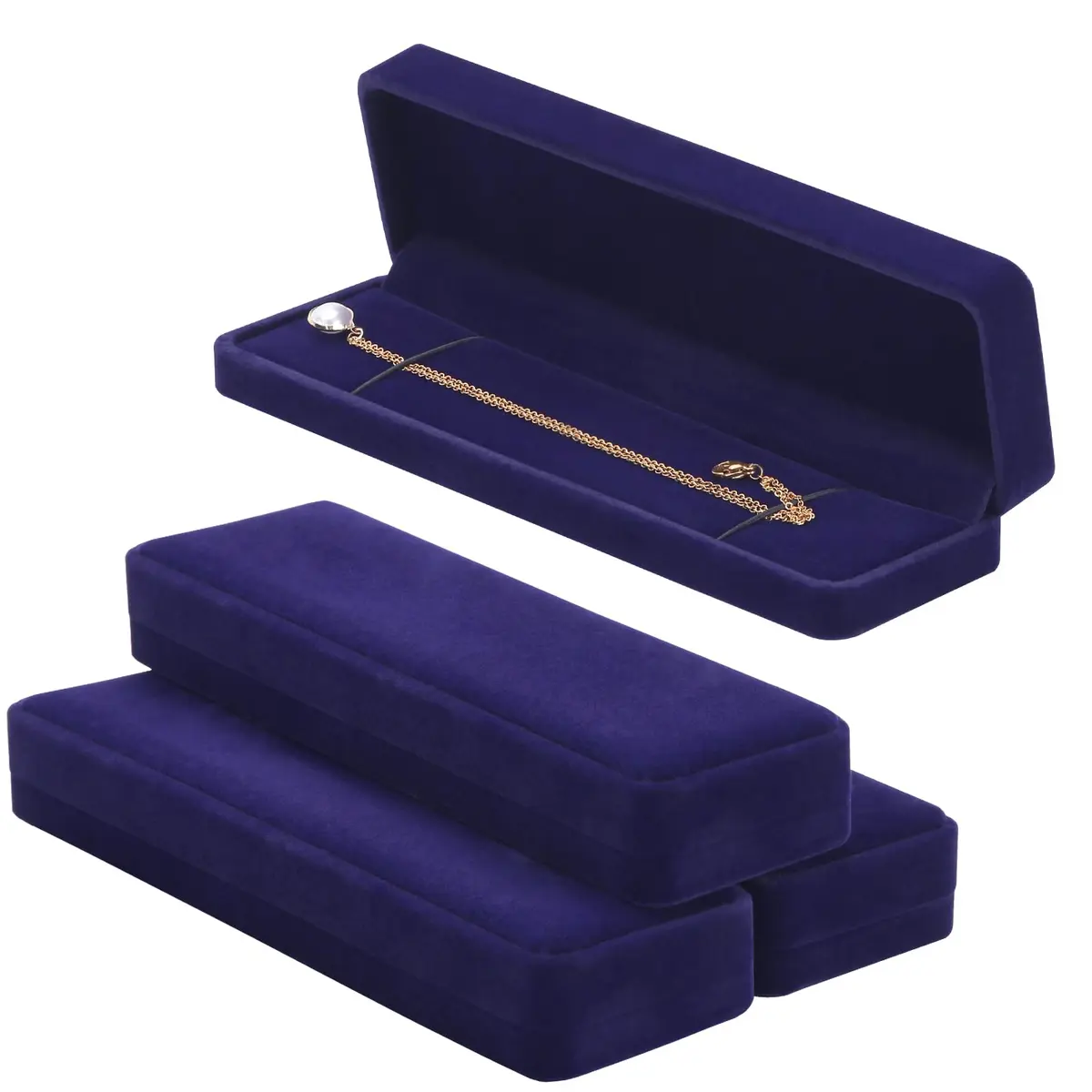 LETURE Velvet Jewelry Box 4 Pack | Classic Design for Bracelets, Necklaces & Watches (22x5.5x3cm) - view 5