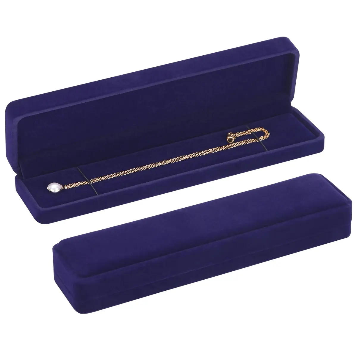 LETURE Velvet Jewelry Box 4 Pack | Classic Design for Bracelets, Necklaces & Watches (22x5.5x3cm) - view 3
