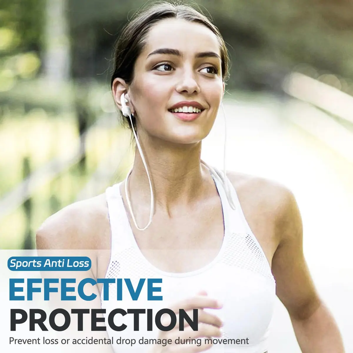 Mooyavia Ultra Strong Magnetic Anti-Lost Strap for AirPods Pro-White | Sport Silicone Neck Lanyard - view 3