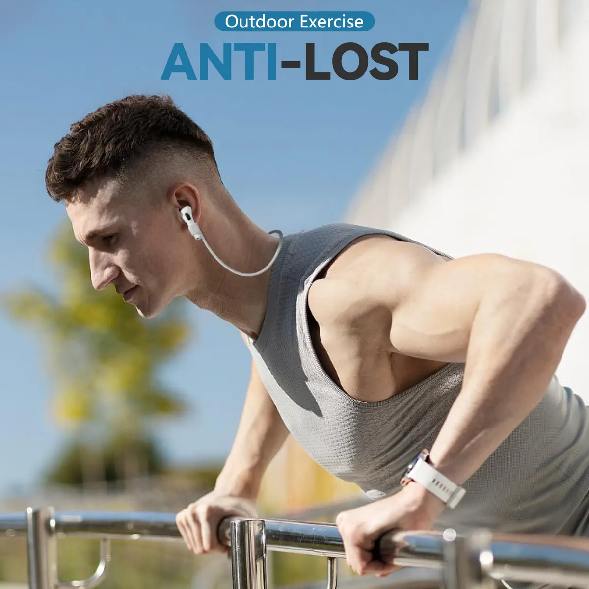 Mooyavia Ultra Strong Magnetic Anti-Lost Strap for AirPods Pro-White | Sport Silicone Neck Lanyard - view 4