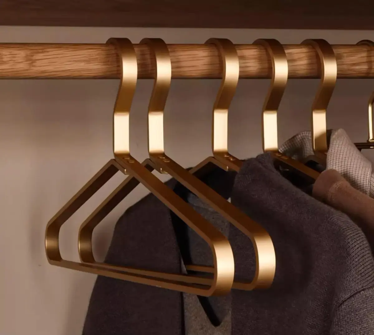 WONQEXZ Golden Aluminum Coat Hangers 6 Piece Set | Extra Slim & Waterproof, 17.7" | Durable Metal Support - view 11