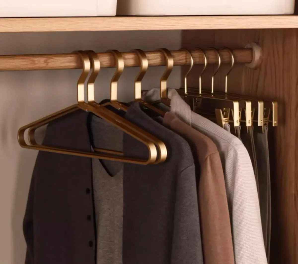 WONQEXZ Golden Aluminum Coat Hangers 6 Piece Set | Extra Slim & Waterproof, 17.7" | Durable Metal Support - view 13