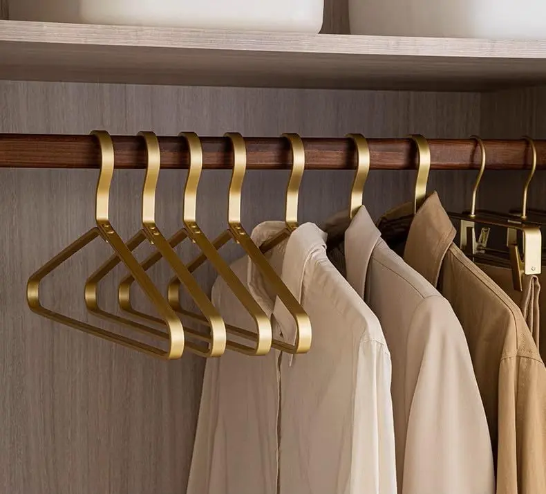 WONQEXZ Golden Aluminum Coat Hangers 6 Piece Set | Extra Slim & Waterproof, 17.7" | Durable Metal Support - view 5