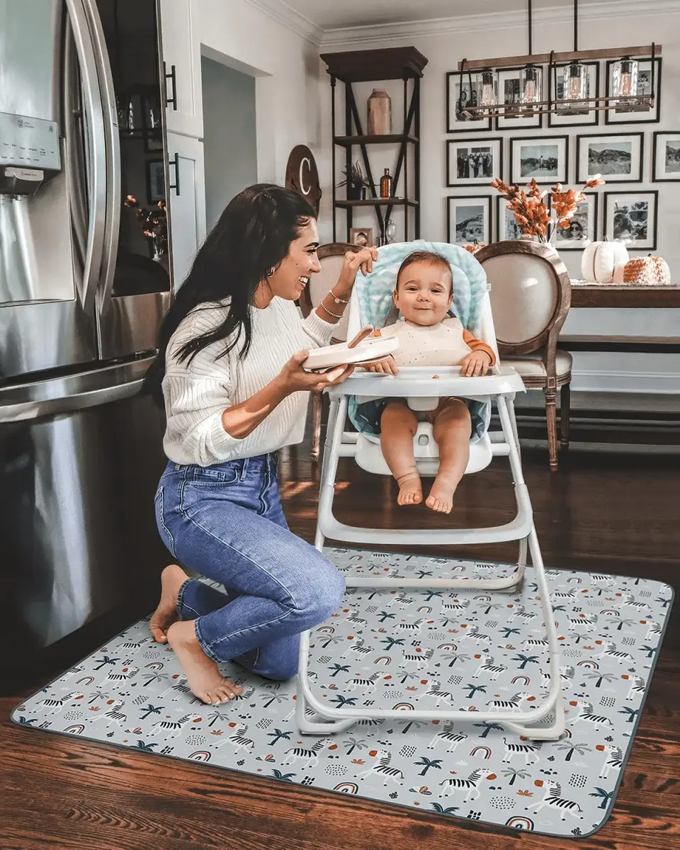Blissful Diary Baby Splat Mat for High Chair, 128 x 128 cm (50.4 x 50.4 Inch) | Waterproof & Washable Floor Protector - view 4